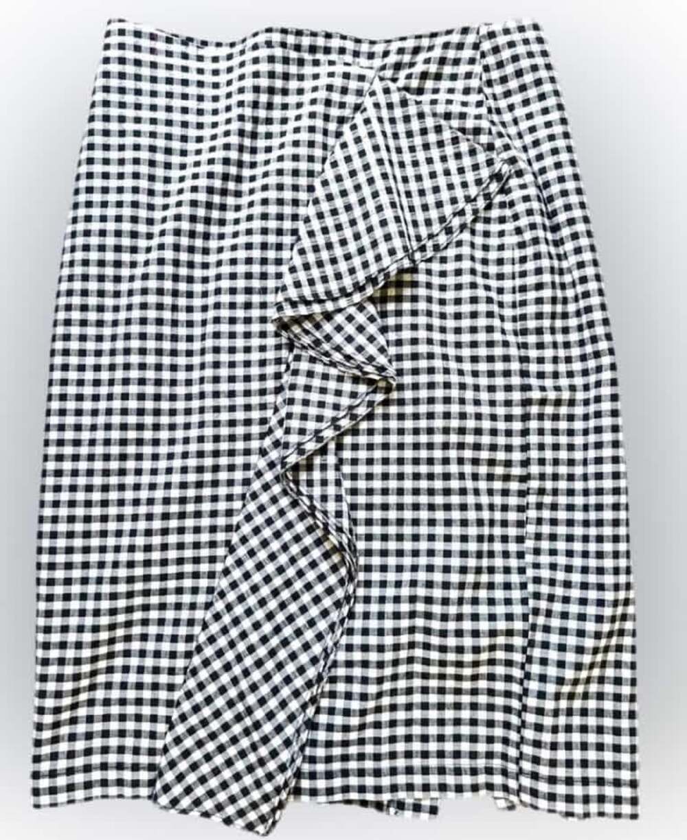Who What Wear Black and White Gingham knee length Ruffle Pencil Skirt Size 6